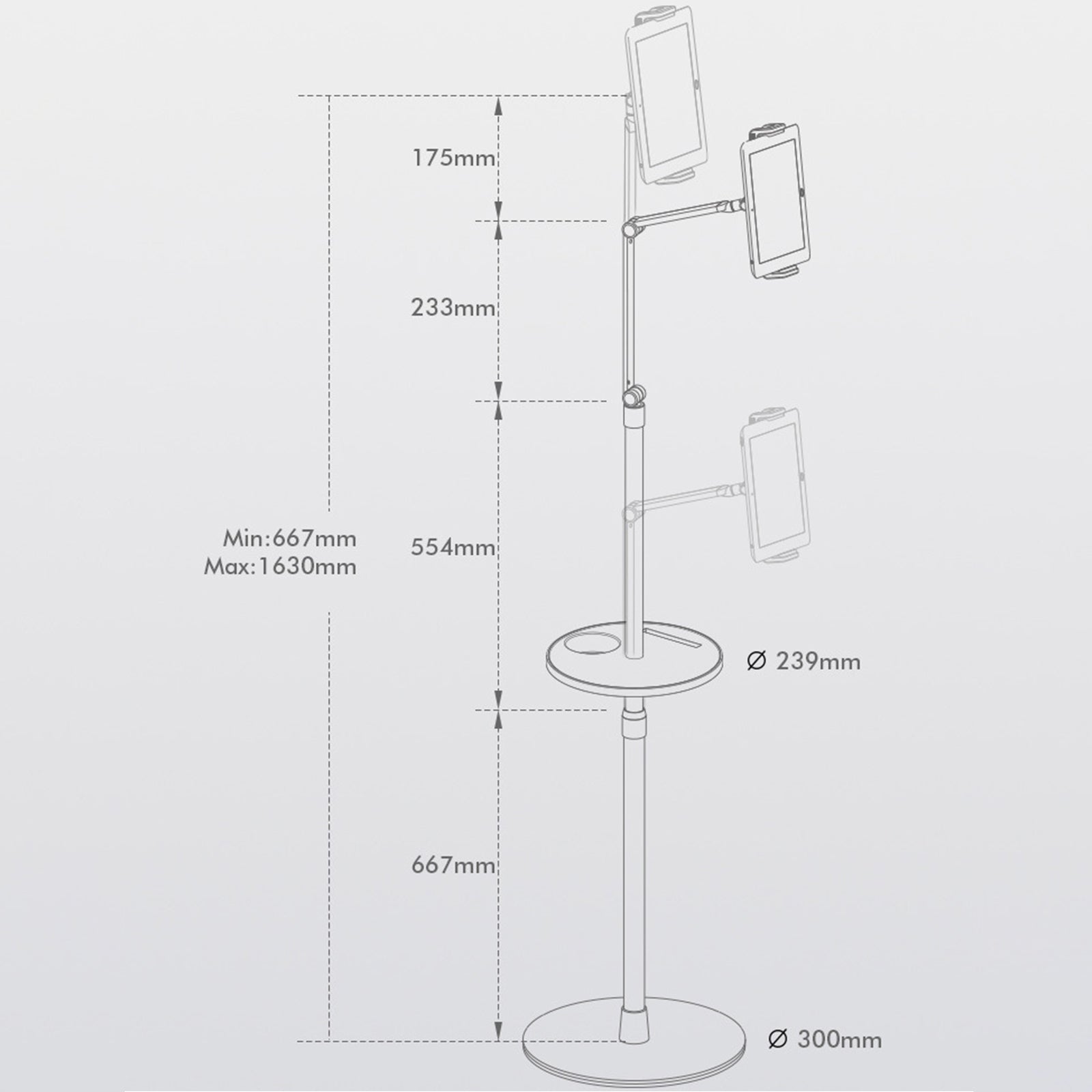 UP-9Z Phone Tablet Holder for iPhone 16 / 16 Ultra / 16 Pro / 16 Pro Max Floor Stand Height Adjustable Aluminum Alloy+ABS Lazy Bracket UP-9Z Phone Tablet Holder for iPhone 16 / 16 Ultra / 16 Pro / 16 Pro Max Floor Stand Height Adjustable Aluminum Alloy+ABS Lazy Bracket